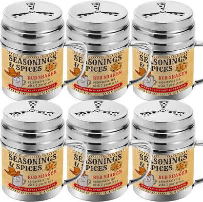 CUSINIUM 10 oz Seasonings Spice Shakers - BBQ Dry Rub Shakers - Cooking Dredge with Adjustable Fan-Style Lid and Handles