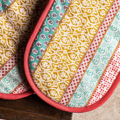 Maison d' Hermine 100% Cotton Oven Mitt & Pot Holder Set (7.5"x13" & 8"x8") - Colors C