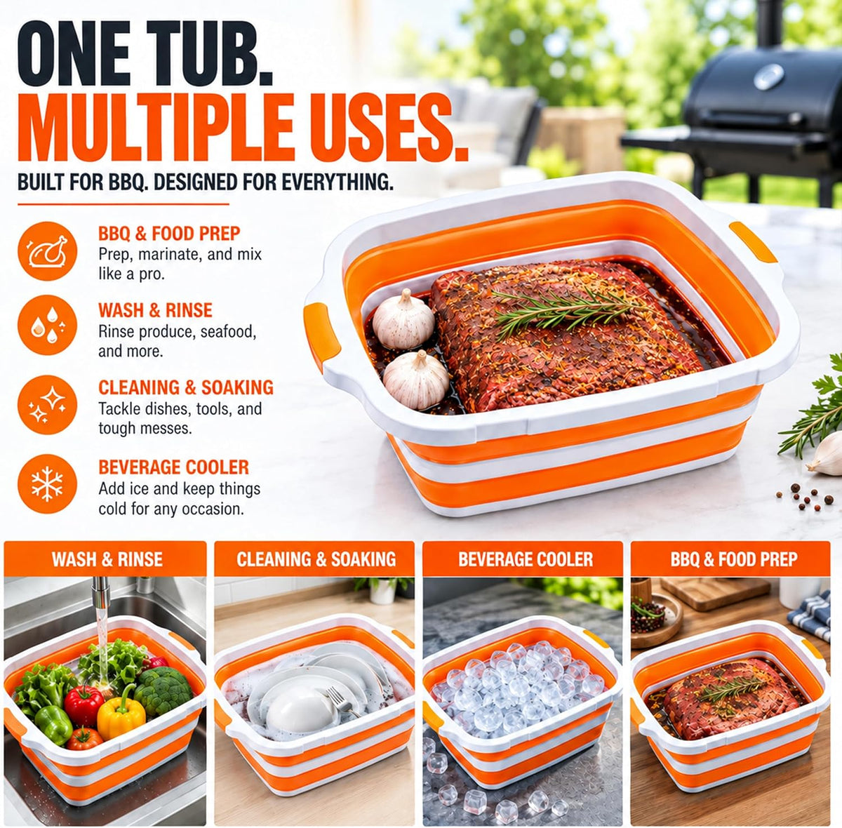 8L BBQ Prep Tub, Cutting Board, Meat Claws & Insulated Resting Bag