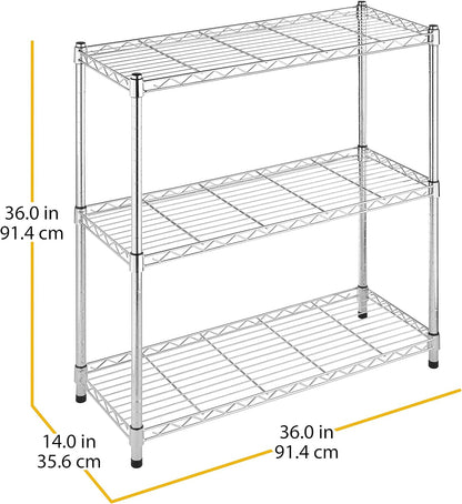 Whitmor 2-Wire Shelving Unit, Metal Storage Shelves, Stacking Shelf with Basket, Easy Assembly Home Organizer for Pantry, Kitchen, Garage, Plant