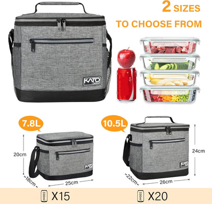 Tirrinia Insulated Lunch Box for Men/Women, Leakproof Lunch Bag for School Work, Large Lunch Tote Kids Boys Girls Student Back to School, Soft Cooler Office Picnic Beach Camping for Adults, Charcoal