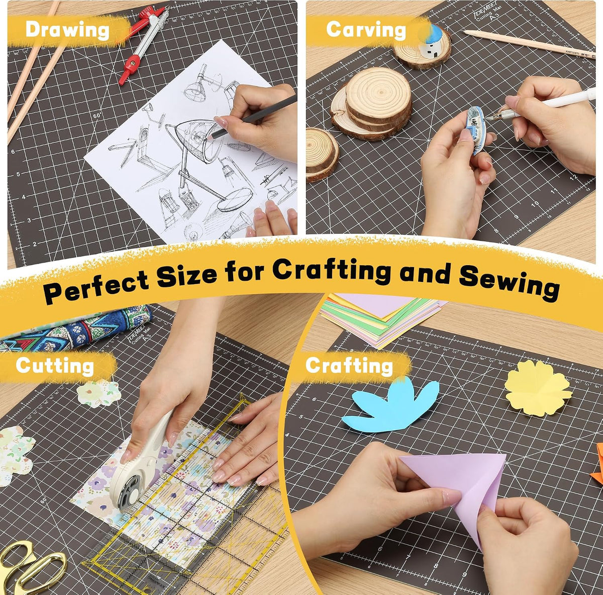 Self Healing Cutting Mat 18" x 12", A3 Double-Sided for Quilting & Sewing, Non-slip, 5-Ply Rotary Cutting Mat for Crafts Cutting Fabric Scrapbooking, and Small Modeling Projects, Anthracite Gray