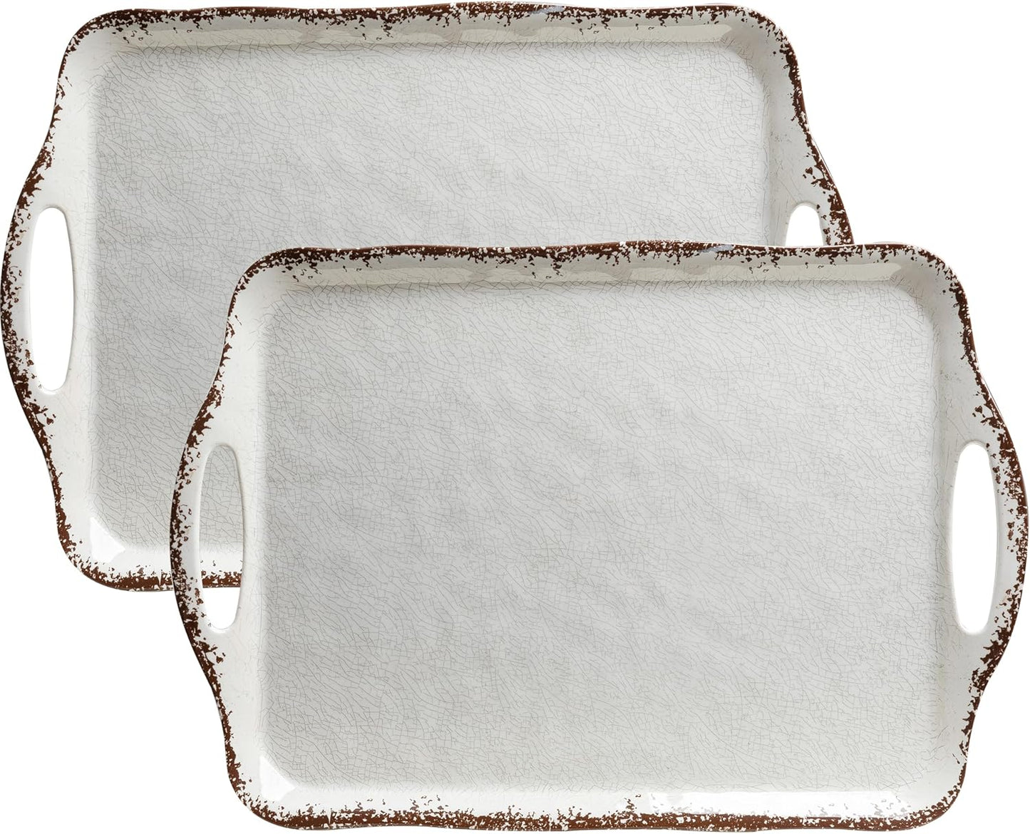 LEHAHA Grilling Prep Trays, Melamine BBQ Prep and Serving Platters and Tray for Outdoor Entertaining, Large Food Serving Trays, Set of 2, 17.2" x 10.5",Great for Grilling Lovers,Black and Red