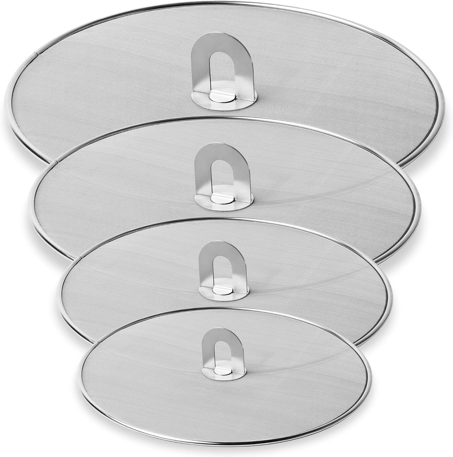 Homestia Splatter Screen for Kitchen, Stainless Steel Fine Mesh Splatter Screen for Frying Pan, 10” Grease Splatter Guard with Fold Flat Knob