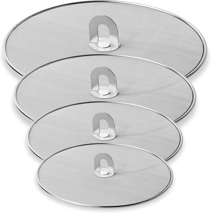 Homestia Splatter Screen for Kitchen, Stainless Steel Fine Mesh Splatter Screen for Frying Pan, 10” Grease Splatter Guard with Fold Flat Knob