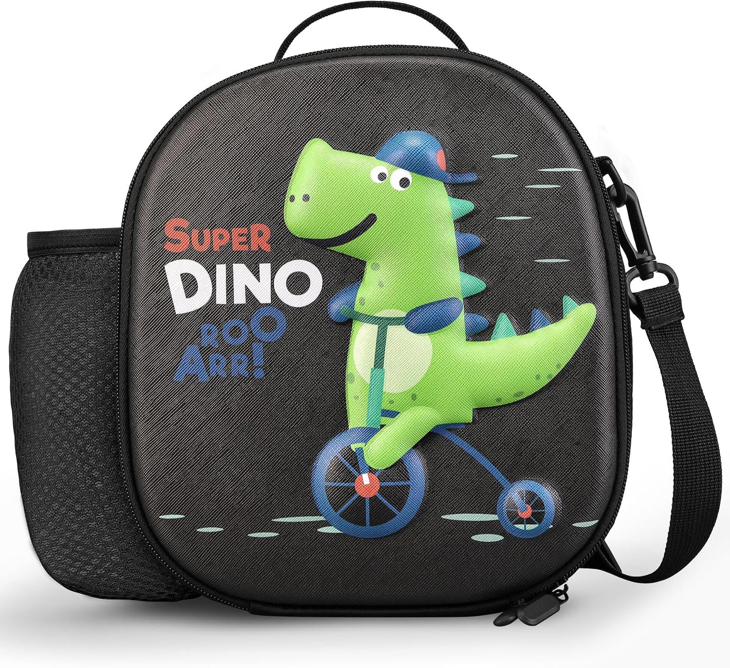 Kids Lunch Box for Kids Insulated Reusable Lunch Bag Tote Durable Children Leak-proof Lunchbox with Adjustable Shoulder Strap for School Daycare Travel Picnic (Navy - 3D Dinosaur)
