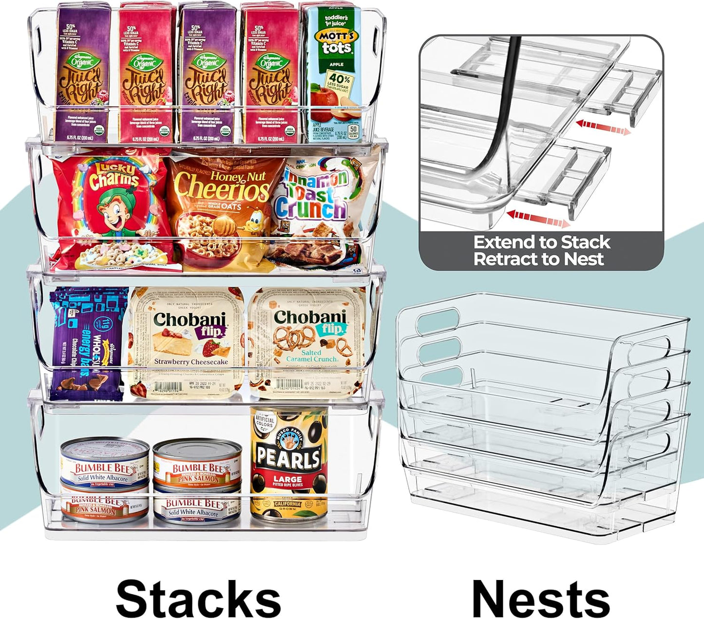Sorbus Stackable Storage Bins Open Front - Clear Stackable Storage Bins - Pantry Bins for Storage and Organization - Acrylic Stackable Bins for Kitchen - Clear Pantry Organizer Bins (Medium 2 Pack)