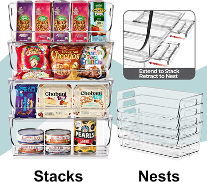 Sorbus Stackable Storage Bins Open Front - Clear Stackable Storage Bins - Pantry Bins for Storage and Organization - Acrylic Stackable Bins for Kitchen - Clear Pantry Organizer Bins (Medium 2 Pack)