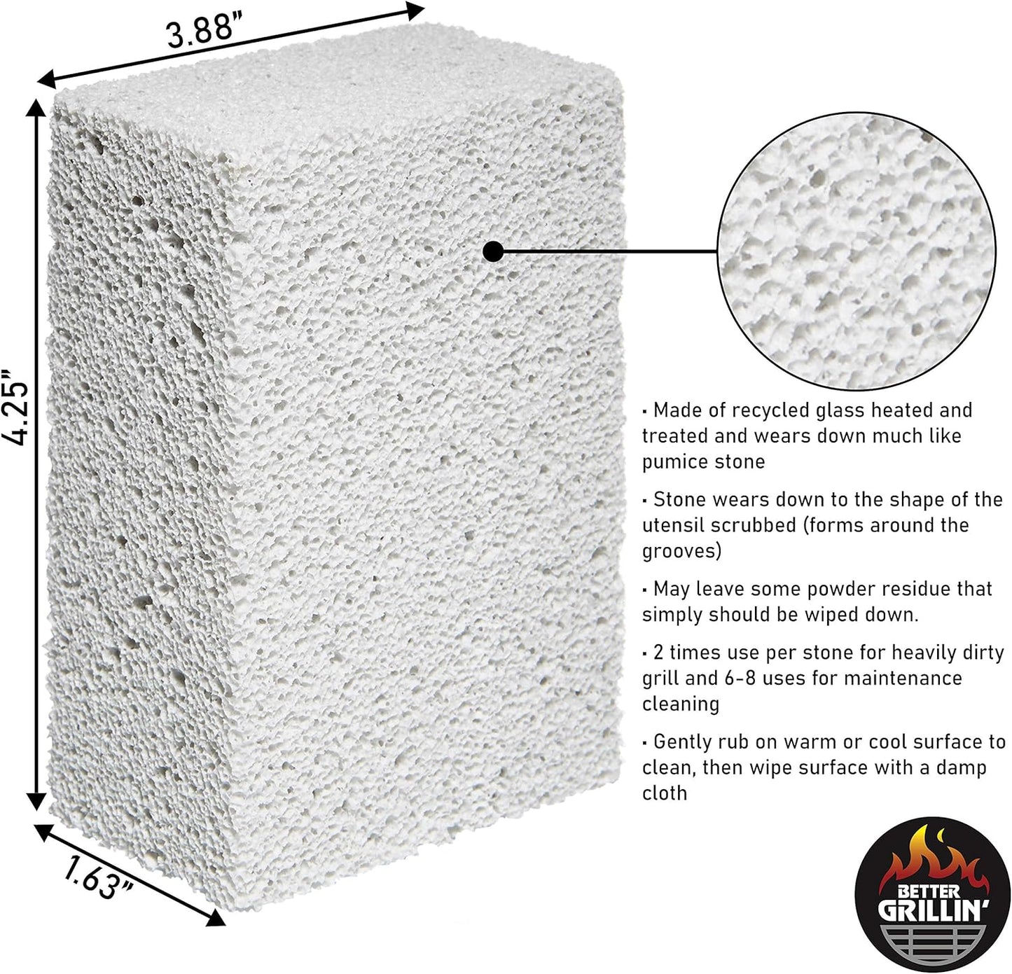 Better Grillin Scrubbin Stone Grill Cleaning Brick Block | Griddle Stone | Grill Stone Cleaning Block | Barbecue Grill Cleaner for BBQ, Griddle, & Racks