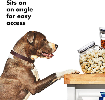 OXO Good Grips Pet POP Container – 6.0 Qt/5.7 L with Half Scoop, Ideal for up to 6.5lbs of Dog Food or 4.5lbs of Cat Food, Airtight Dog and Cat Food Storage Container, BPA Free, Clear