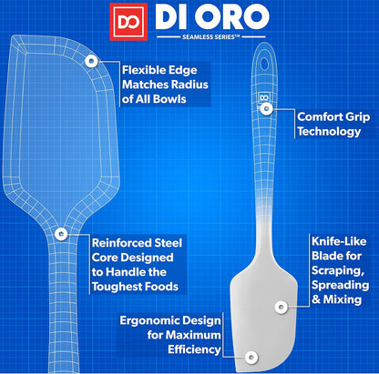 DI ORO Large Silicone Spatula - 600F Heat Resistant, Black