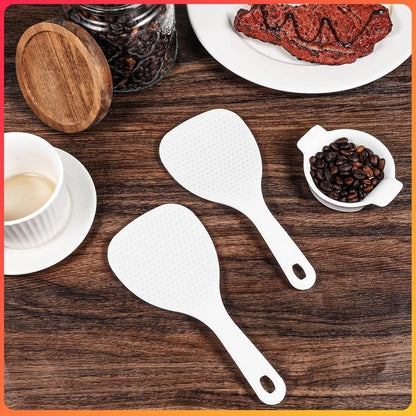 2 Pcs White Plastic Rice Paddle Spoon, 7.5 Inch Non-Stick Rices Paddle