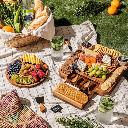 SMIRLY Charcuterie Large Bamboo Cheese Board Set for Serving - House Warming Gifts for New Home, Wedding, Bridal Shower & Birthday, for Women