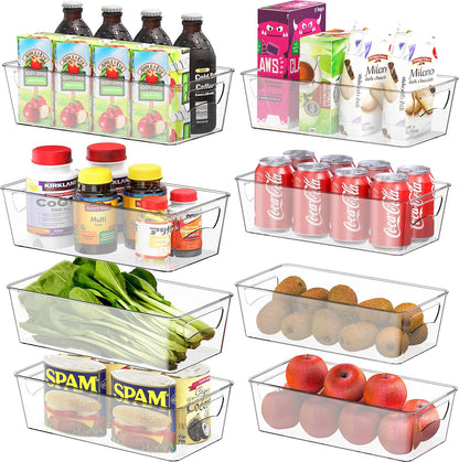 Simple Houseware 4 Pcs Pantry Clear Bin Storage Organizer, 14" x 7" x 3.75"