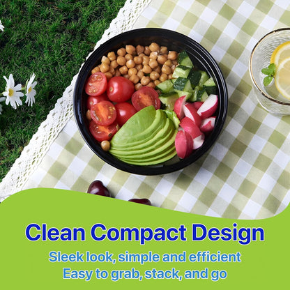 Meal Prep Containers Round [10 Set] x [16 oz] with Lids, 1 compartment, Stackable, Reusable, Leakproof, Food Safe, Microwave, Freezer & Dishwasher Safe for Food Prep Storage (10 Set, 16 oz)