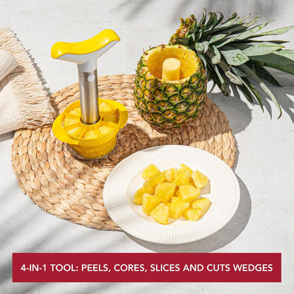Vacu Vin, 4874360, Pineapple Slicer & Wedger Stainless Steel/Yellow