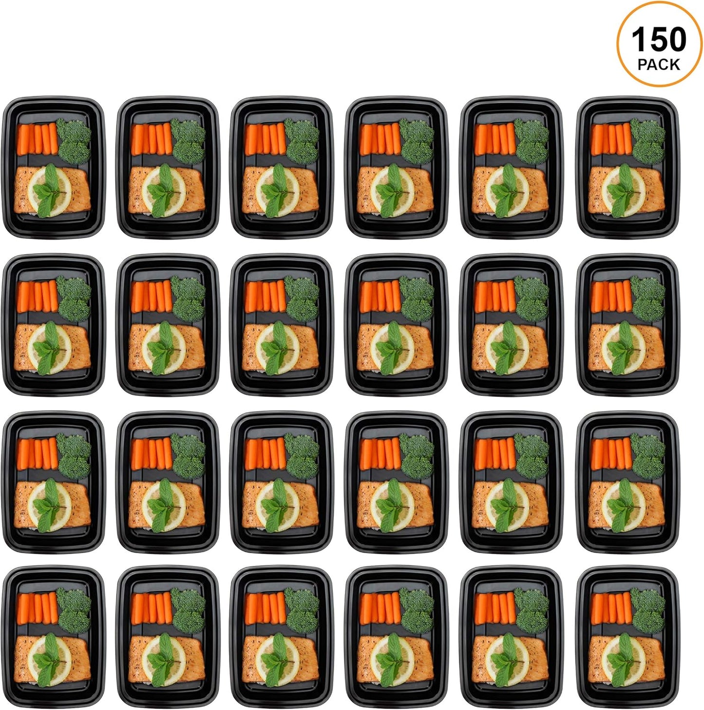 Freshware Meal Prep Containers [50 Pack] 1 Compartment with Lids, Food Storage Containers, Bento Box, BPA Free, Stackable, Microwave/Dishwasher/Freezer Safe (28 oz)