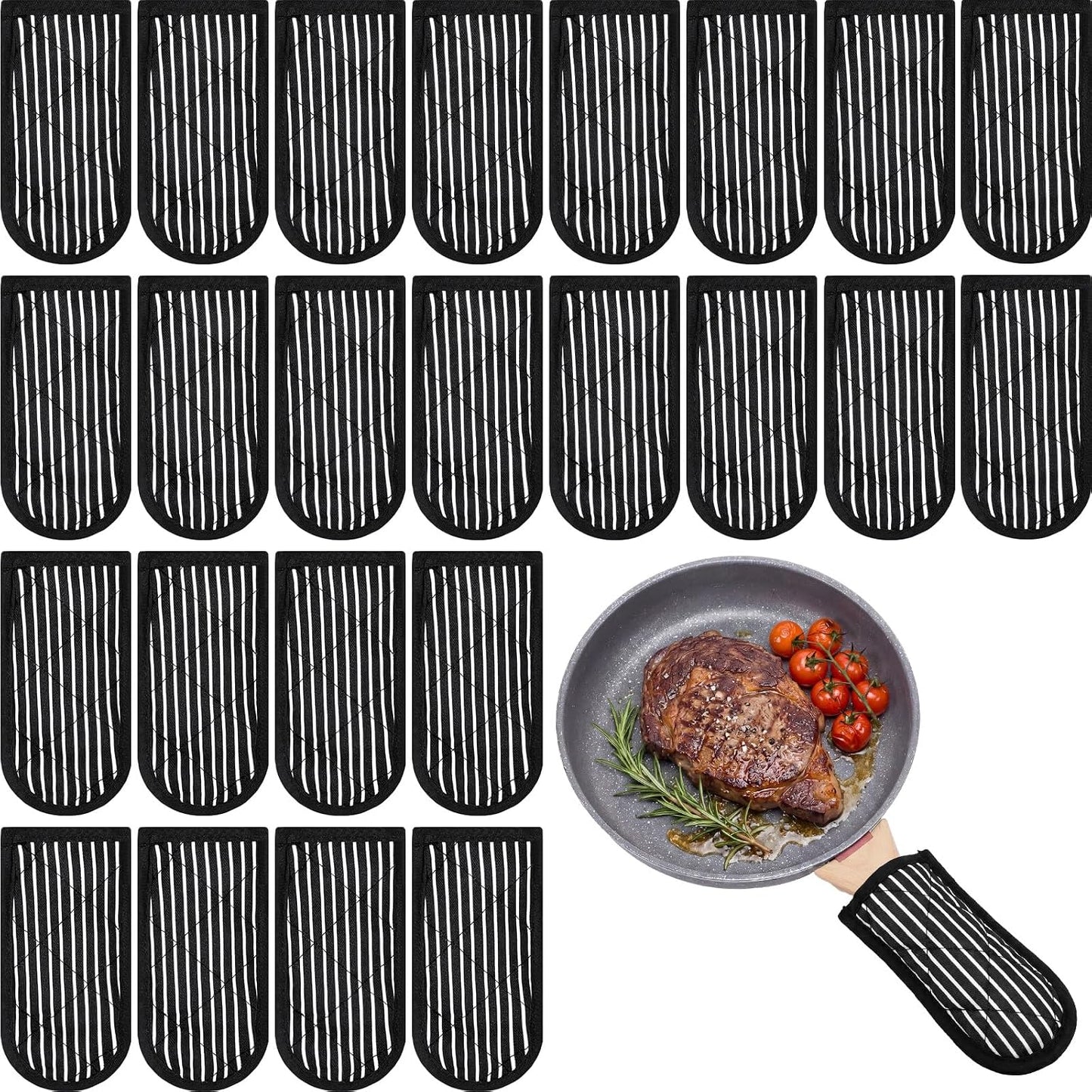 Dandat 24 Set Hot Handle Covers for Daily Replace Use Gift Pan Handle Sleeve Cover Heat Resistant Cast Iron Holder Sleeve Washable Handgrip Mitts for Christmas Kitchen BBQ Baking Cookware (Chili)