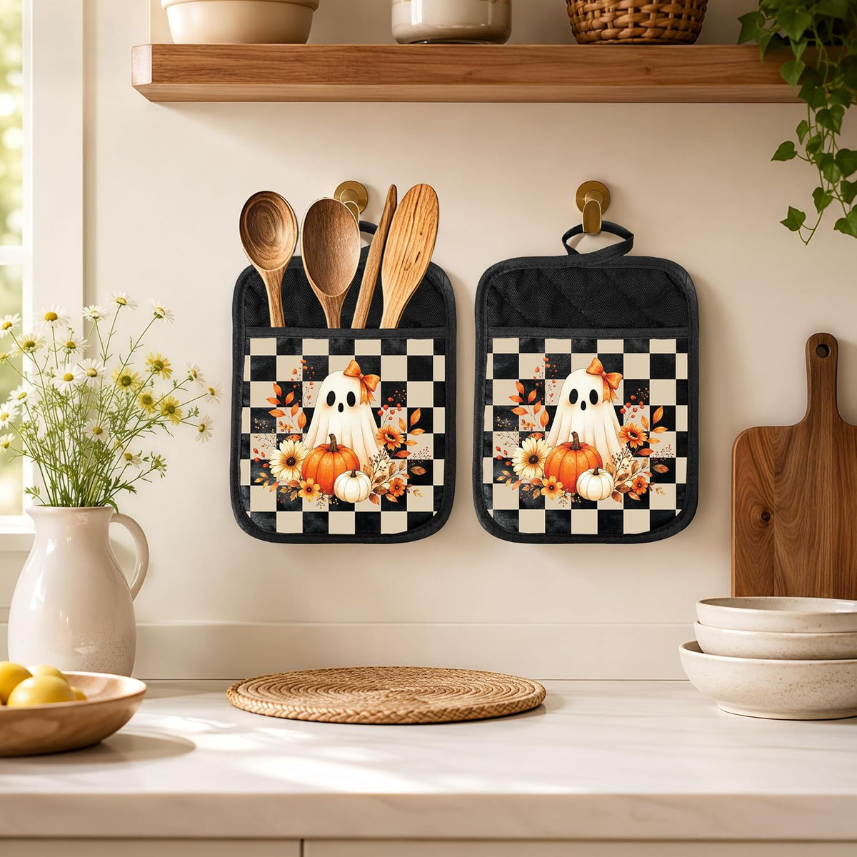 Gothic Cooking Skeleton Chef Pot Holders Heat Resistant