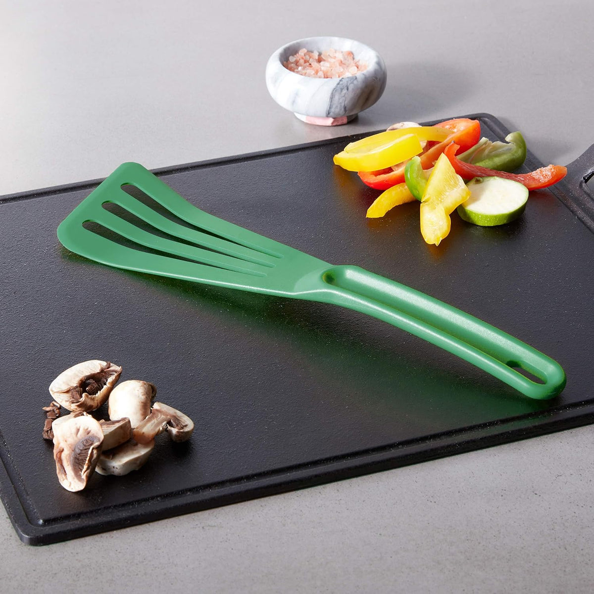 Mercer Culinary Hell's Tools Hi-Heat Slotted Spatula, 12 Inch x 3.5 Inch, Gray