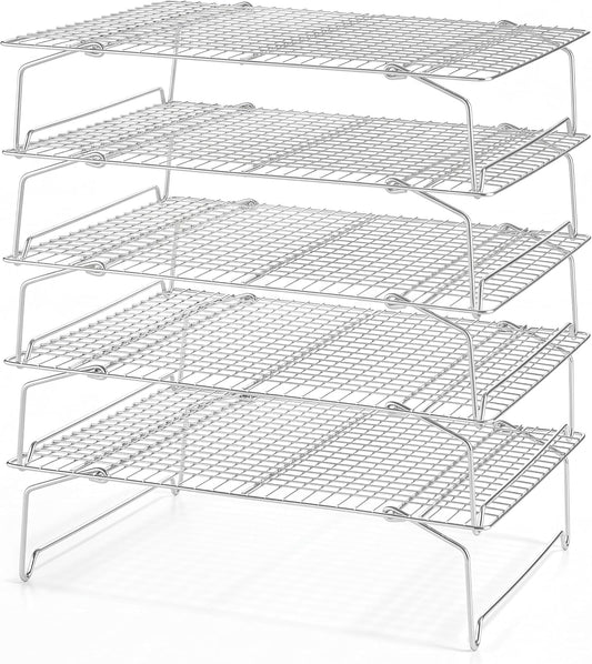 Leonyo 5-Tier Cooling Rack for Cooking and Baking, 15 x10 Inch Wire Racks