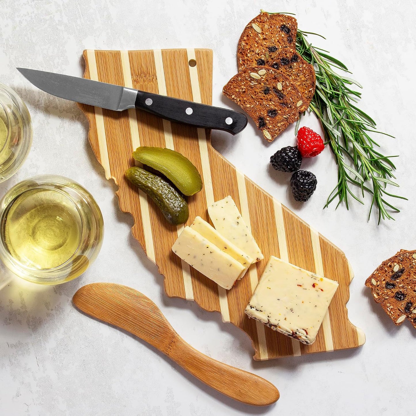 Totally Bamboo California Charcuterie Board with Spreader Knife Gift Set, 11-3/8" x 8-7/8"