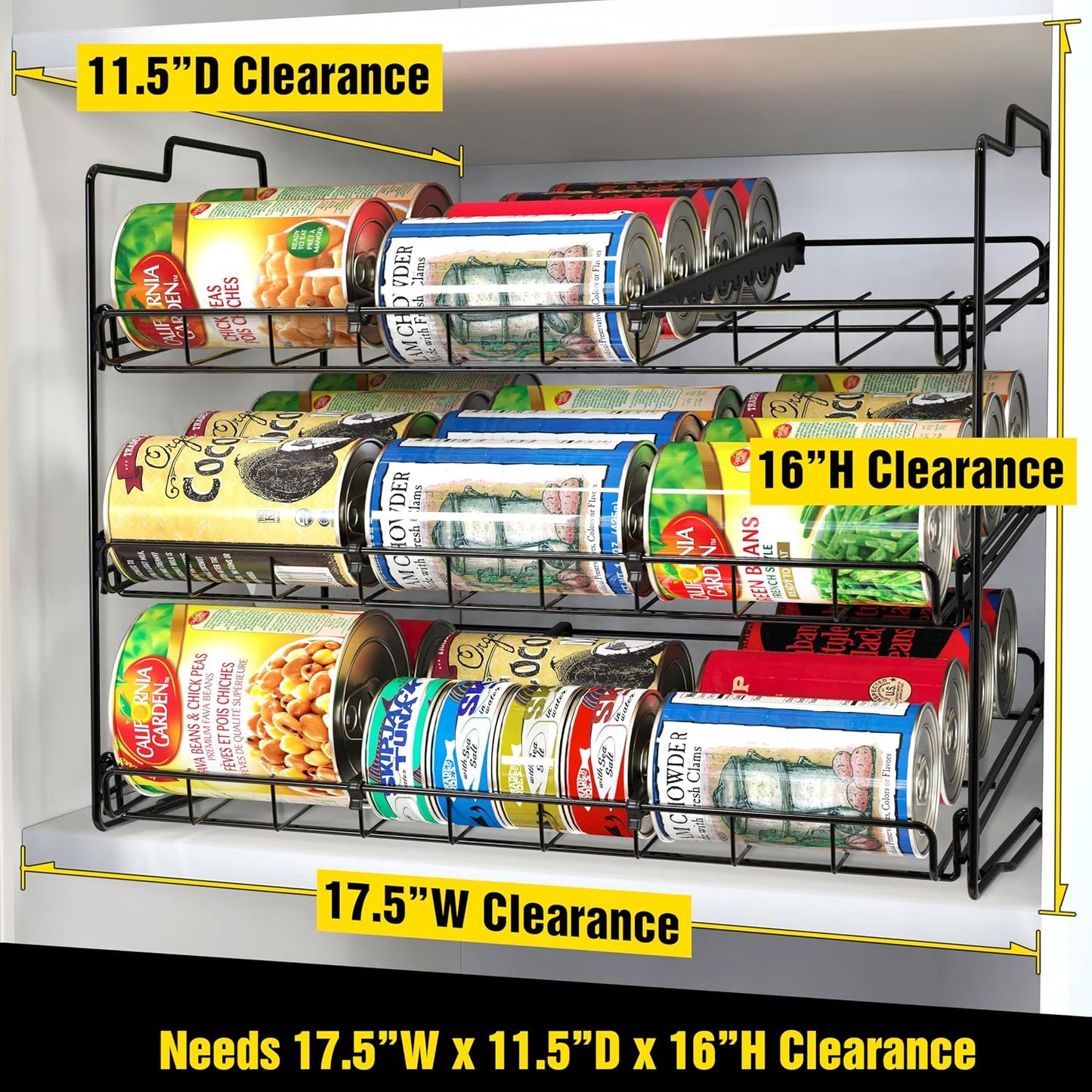 Deco Brothers Stackable Can Rack Organizer for Kitchen and Pantry, Holds Upto 36 Cans, Chrome Finish