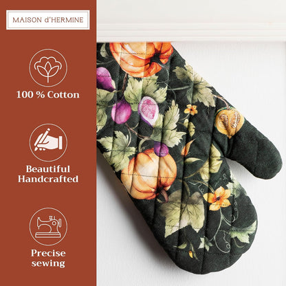 Maison d' Hermine 100% Cotton Oven Mitt & Pot Holder Set (7.5"x13" & 8"x8") - Colors C