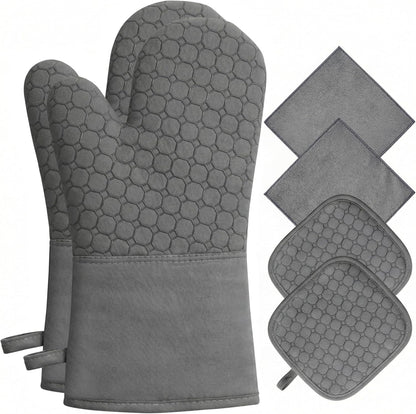Silicone Oven Mitts and Pot Holders Sets 6 Piece for Kitchen