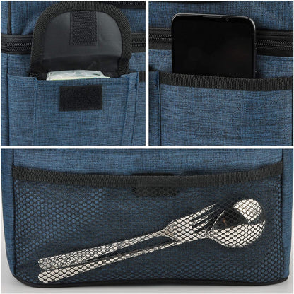 Tirrinia Reusable Lunch Box for Men Women, Insulated Lunch Bag Adult Work, Double Decker Leakproof Lunchbox for Office Picnic Beach—Dual Compartment Lunch Cooler Bag