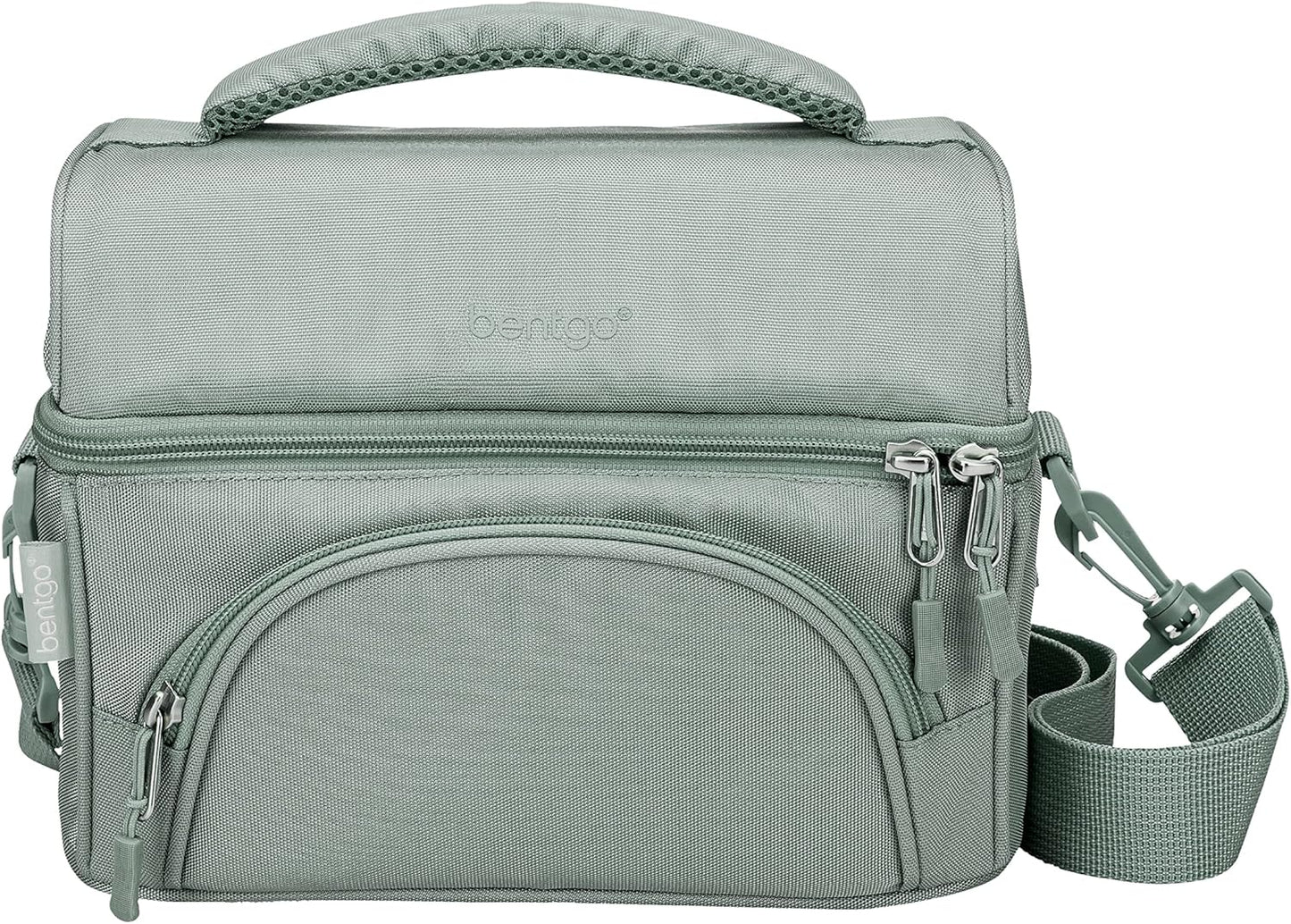 Bentgo Deluxe Lunch Bag - Durable and Insulated Lunch Tote with Zippered Outer Pocket, Internal Mesh Pocket, Padded and Adjustable Straps, & 2-Way Zippers - Fits All Lunch Boxes (Blue)
