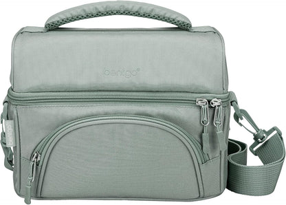 Bentgo Deluxe Lunch Bag - Durable and Insulated Lunch Tote with Zippered Outer Pocket, Internal Mesh Pocket, Padded and Adjustable Straps, & 2-Way Zippers - Fits All Lunch Boxes (Blue)