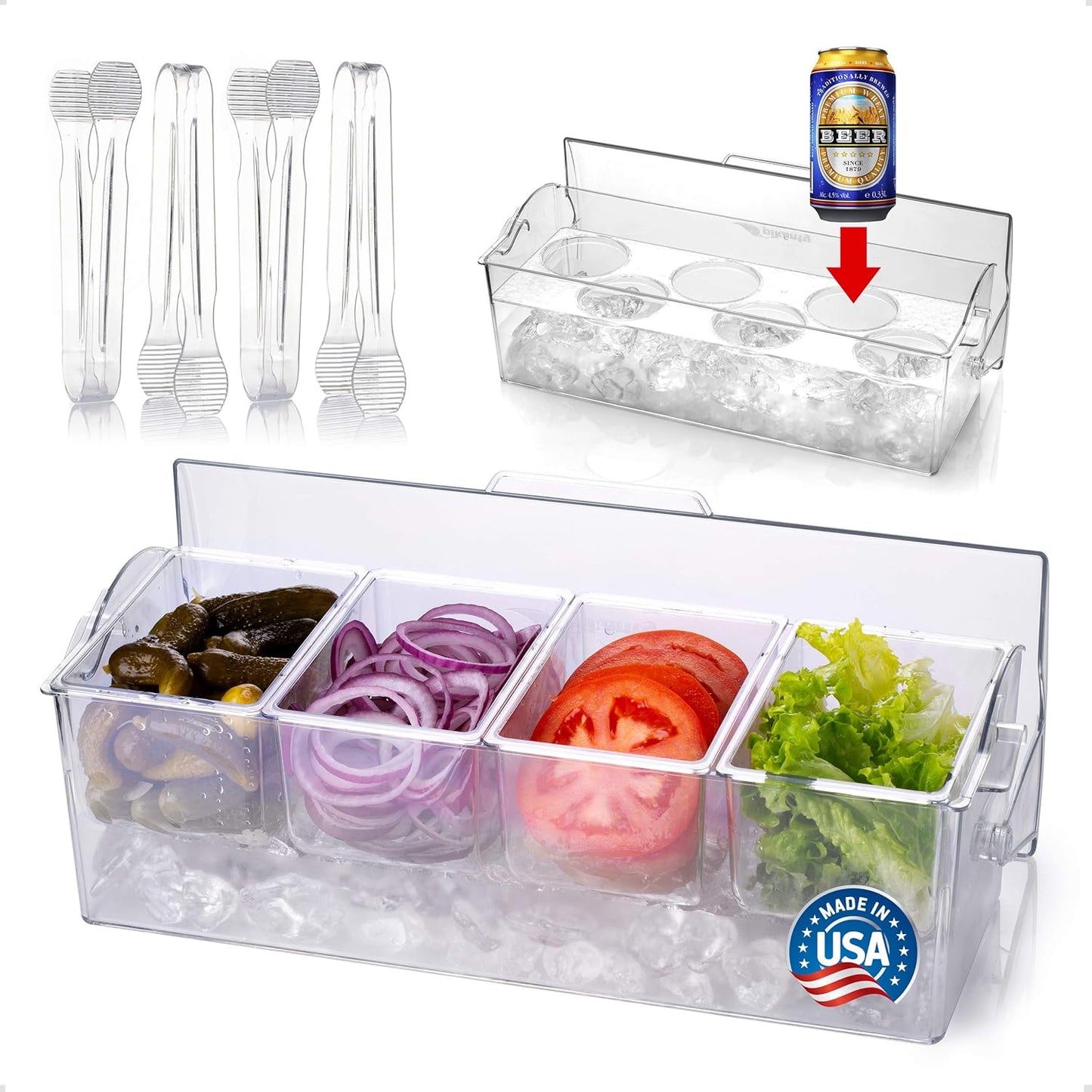 Pikanty Clear Refrigerator Organizer Bin with Handles — 15 Inch Stackable Fridge and Pantry Storage Container for Snacks, Produce, Cans, Yogurt, Condiments, Dishwasher and Freezer Safe, Made in USA