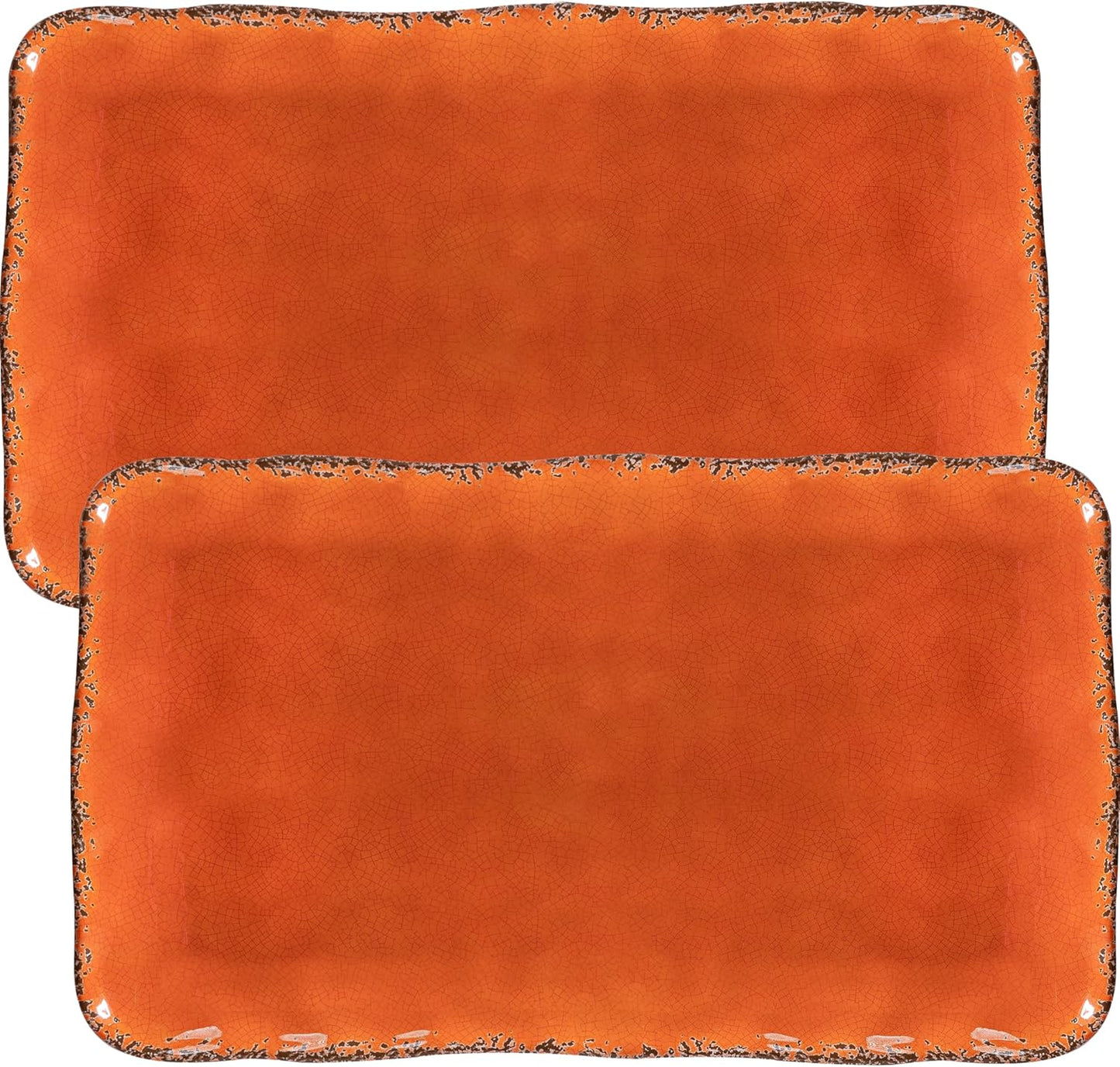 Melamine Serving Platters, set of 2, 17" x 10" Large Reusable BPA Free Rectangular Party Tray/Platters for Serving Appetizers, Fruits On Christmas and all Occasions,Red