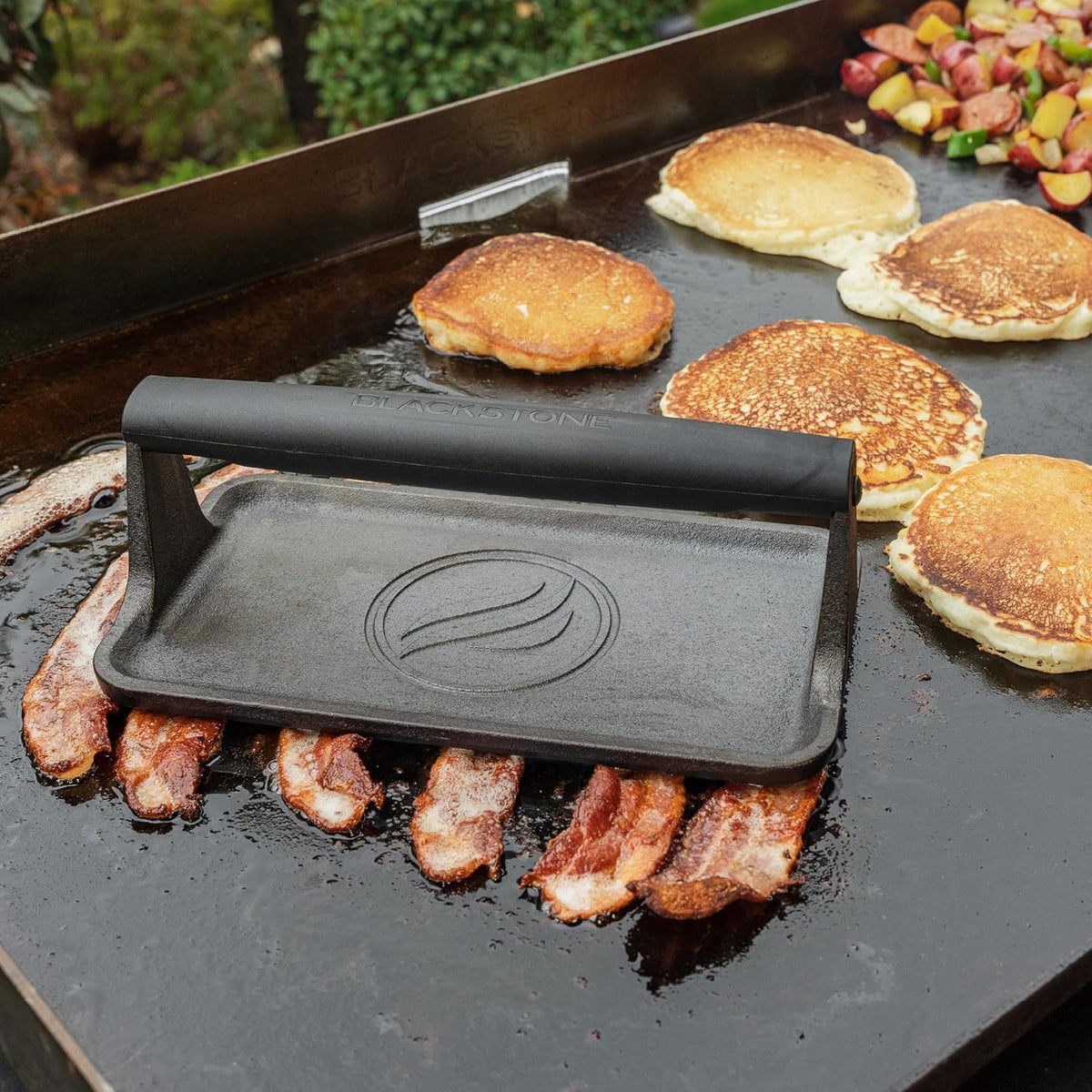 Blackstone® Pre-Seasoned Cast Iron Griddle Press, 10" x 5.5", Black
