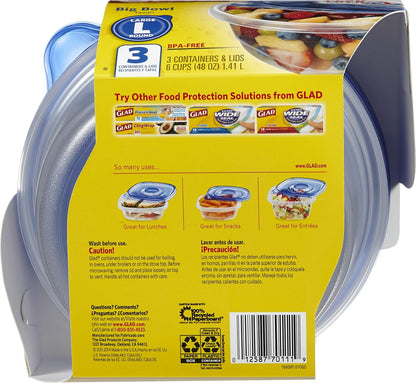 Glad GladWare To Go Snack Food Storage Containers with Lids, Medium Rectangle No BPA Plastic with Built-In Dressing Cup for Salads and Snacks, Microwave Dishwasher Safe, 24 Oz, 4 Count
