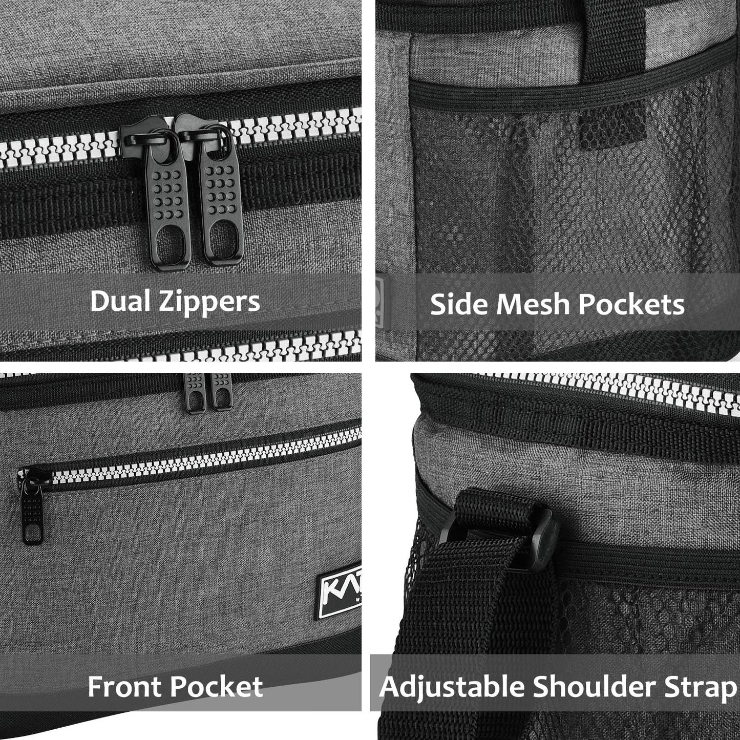 Tirrinia Insulated Lunch Box for Men/Women, Leakproof Lunch Bag for School Work, Large Lunch Tote Kids Boys Girls Student Back to School, Soft Cooler Office Picnic Beach Camping for Adults, Charcoal
