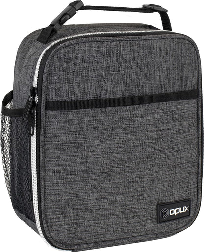 opux Premium Insulated Lunch Box, Soft School Lunch Bag for Kids Boys Girls, Leakproof Small Lunch Pail Men Women Work, Reusable Compact Cooler Tote Lunchbox for Office Adult, Black