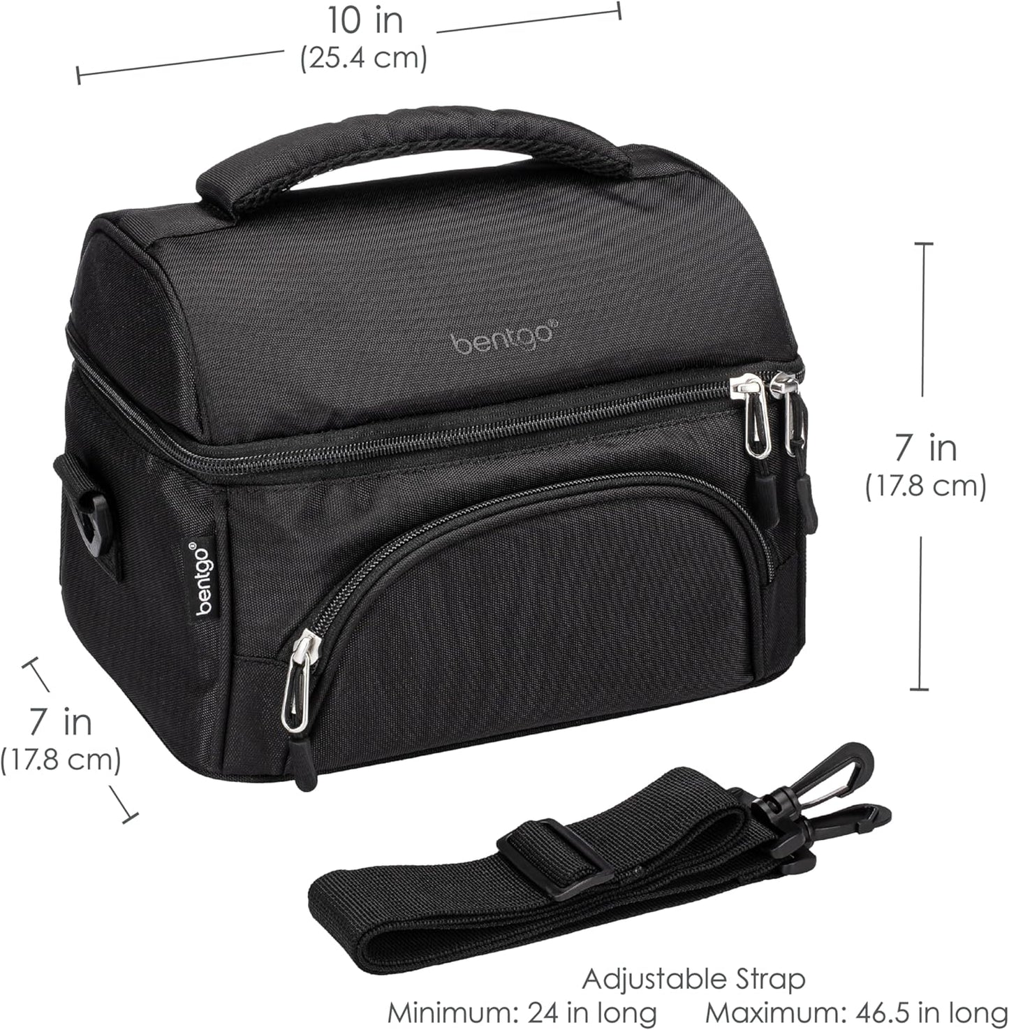 Bentgo Deluxe Lunch Bag - Durable and Insulated Lunch Tote with Zippered Outer Pocket, Internal Mesh Pocket, Padded and Adjustable Straps, & 2-Way Zippers - Fits All Lunch Boxes (Blue)