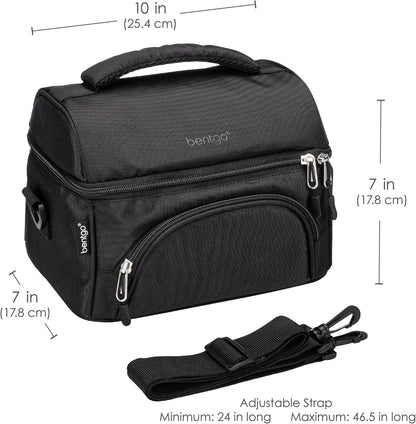 Bentgo Deluxe Lunch Bag - Durable and Insulated Lunch Tote with Zippered Outer Pocket, Internal Mesh Pocket, Padded and Adjustable Straps, & 2-Way Zippers - Fits All Lunch Boxes (Blue)