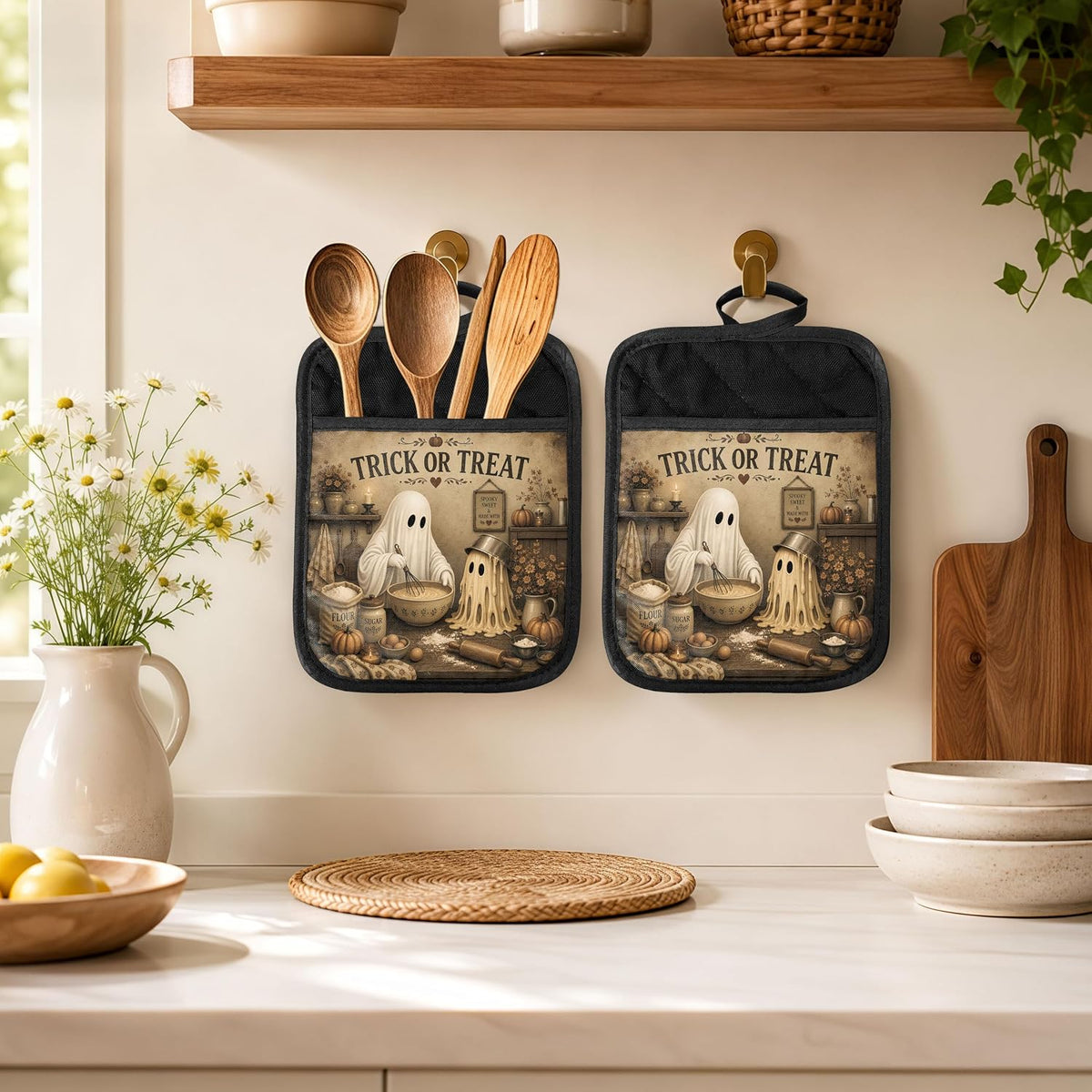 Gothic Cooking Skeleton Chef Pot Holders Heat Resistant