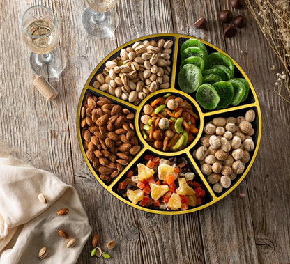 Plasticpro 6 Sectional Round Plastic Serving Tray/Platter (4, Clear)