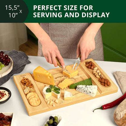 ROYAL CRAFT WOOD Premium Bamboo Charcuterie Board Set - Cheese Platter & Serving Tray & Serving Utensils - Perfect Housewarming Gift, Wedding, Bridal Shower Gift - Ideal for Entertaining and New Home
