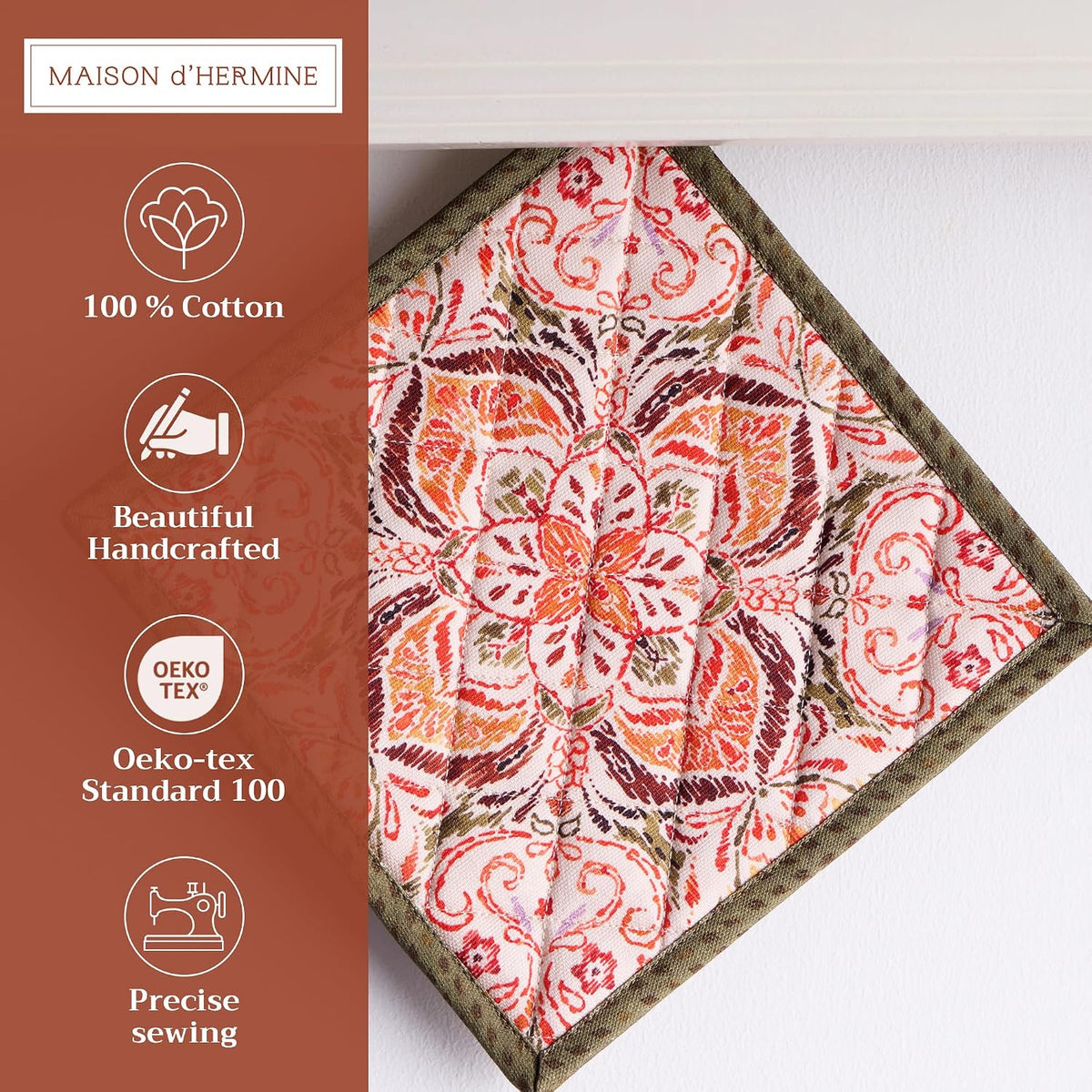 Maison d' Hermine Pot Holders 100% Cotton Potholders (8" x 8") - Colors A