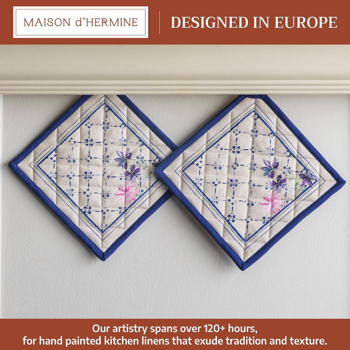 Maison d' Hermine Pot Holders 100% Cotton Potholders (8" x 8") - Colors A