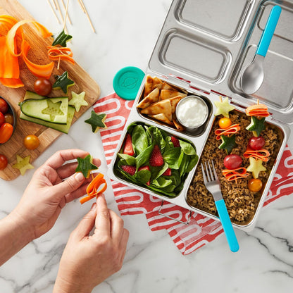 PlanetBox Rover Stainless Steel Bento Box Style Lunch Box Kit for Kids with 5 Compartments – xxxx Edition includes Insulated Lunch Bag, Leakproof Food Containers and Matching Magnets