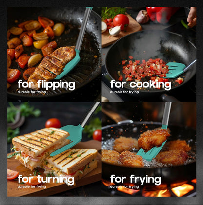 BakeRoyal Silicone Spatula Set - Turner Spatulas Silicone Heat Resistant 600°F - Slotted & Solid Spatula for Cooking Fish, Eggs, Pancakes Flipper – Spatulas for kitchen use – Black