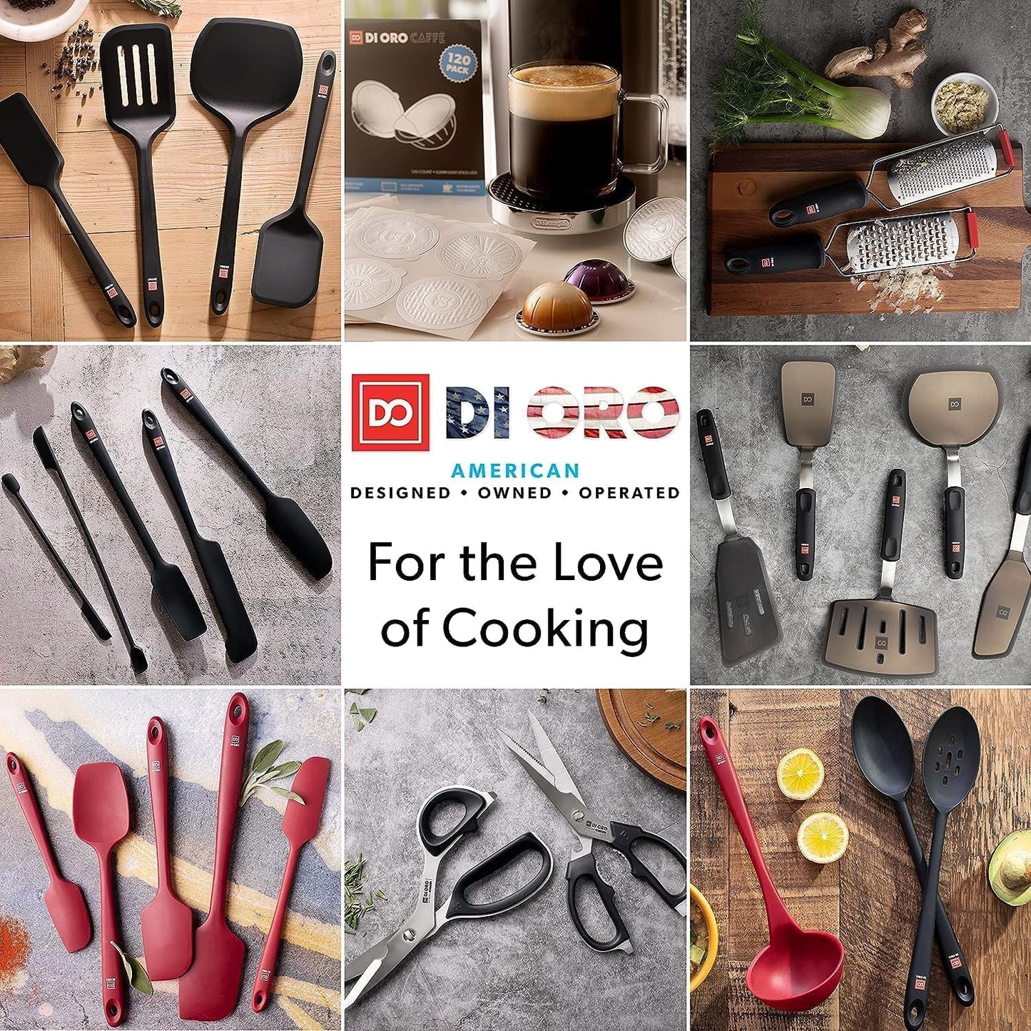 DI ORO Silicone Spatula Set - Rubber Kitchen Spatulas for Baking, Cooking, & Mixing - 600°F Heat-Resistant & BPA Free Silicone Scraper Spatulas for Nonstick Cookware - Dishwasher Safe (3pc, Black)