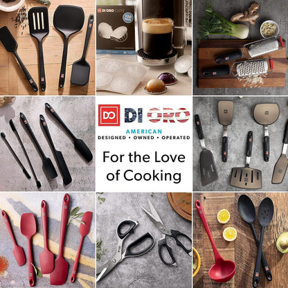 DI ORO Silicone Spatula Set - Rubber Kitchen Spatulas for Baking, Cooking, & Mixing - 600°F Heat-Resistant & BPA Free Silicone Scraper Spatulas for Nonstick Cookware - Dishwasher Safe (3pc, Black)