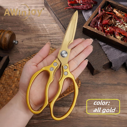 Heavy Duty Sharp Kitchen Scissors, Dishwasher Safe, Cooking Shears for Meat, Chicken, Fish, Poultry, Herb, Bread (Red)